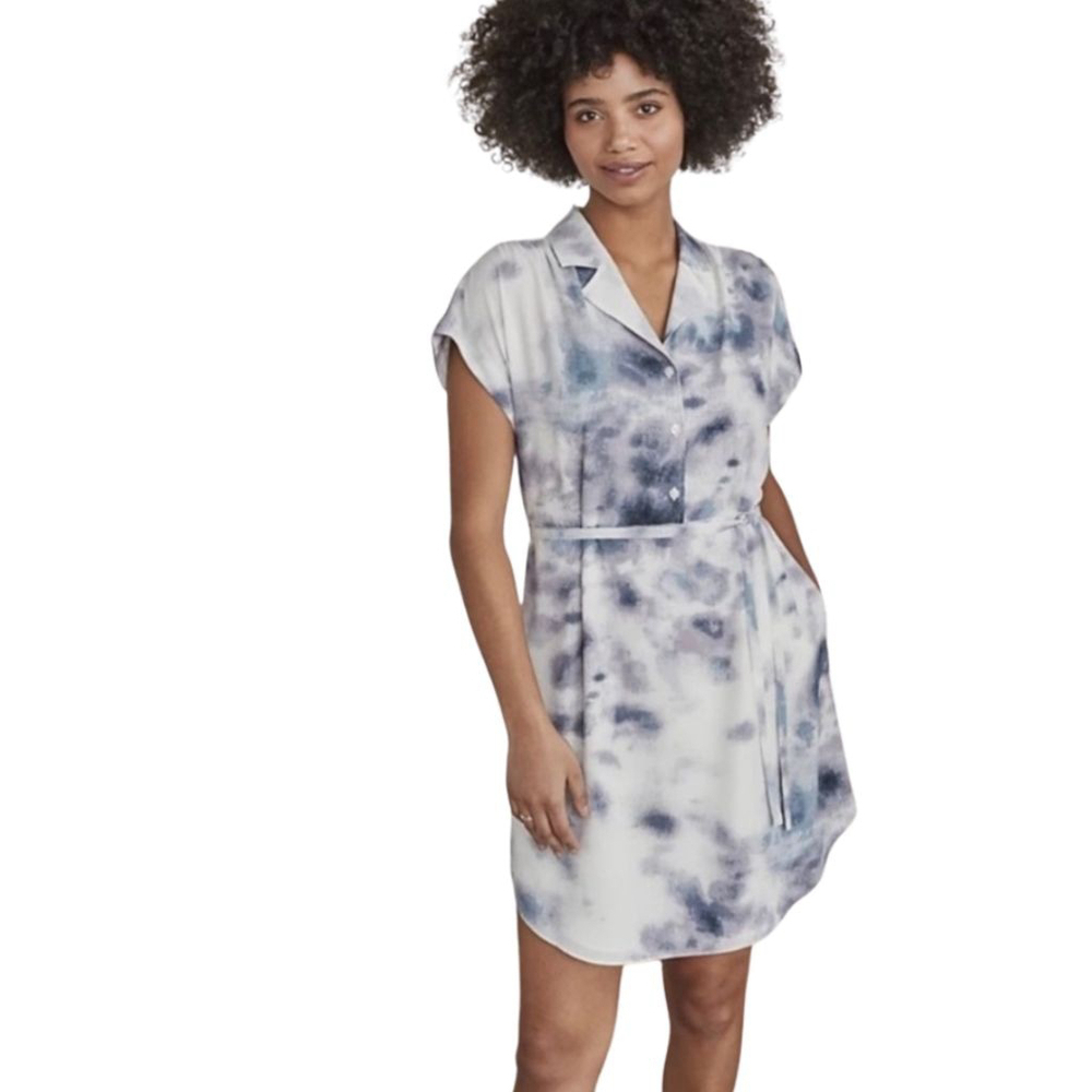 Elizabeth and James The Camp Blue and White Button Dress - Medium - Missing Sash